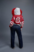 Women's 8 Ball Jacket With Premium Fox Fur Hood [White/Red]