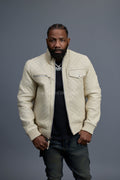 Men's Franklin Quilted Leather Bomber Jacket [Beige]