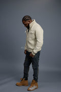 Men's Franklin Quilted Leather Bomber Jacket [Beige]