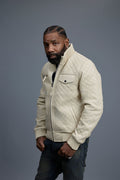 Men's Franklin Quilted Leather Bomber Jacket [Beige]
