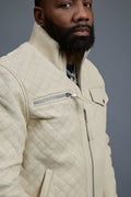 Men's Franklin Quilted Leather Bomber Jacket [Beige]