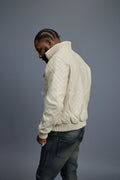 Men's Franklin Quilted Leather Bomber Jacket [Beige]
