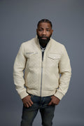 Men's Franklin Quilted Leather Bomber Jacket [Beige]
