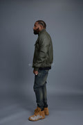Men's Franklin Quilted Leather Bomber Jacket [Olive]