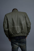 Men's Franklin Quilted Leather Bomber Jacket [Olive]