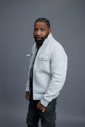 Men's Franklin Quilted Leather Bomber Jacket [White]