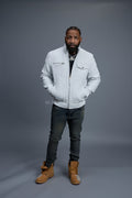 Men's Franklin Quilted Leather Bomber Jacket [White]