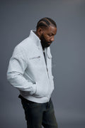 Men's Franklin Quilted Leather Bomber Jacket [White]