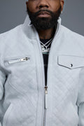 Men's Franklin Quilted Leather Bomber Jacket [White]