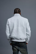 Men's Franklin Quilted Leather Bomber Jacket [White]
