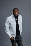 Men's Franklin Quilted Leather Bomber Jacket [White]