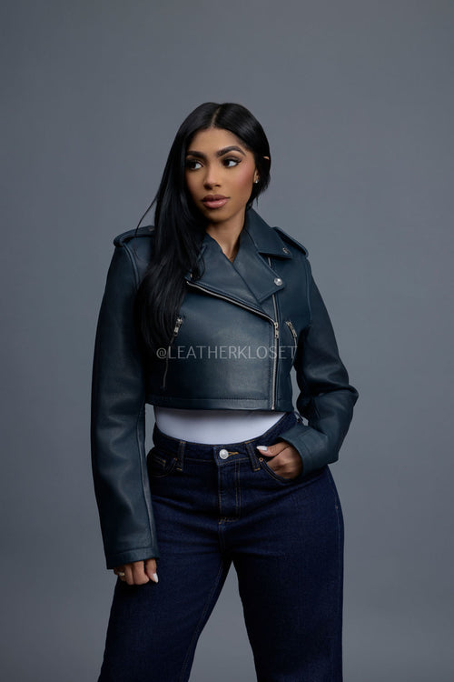 Women's Slim-Fit Classic Crop Biker [Navy]