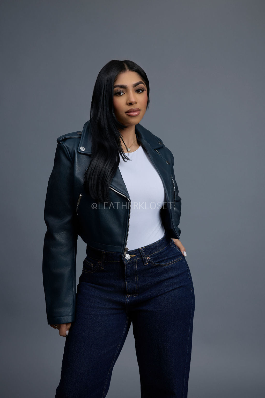 Women's Slim-Fit Classic Crop Biker [Navy]