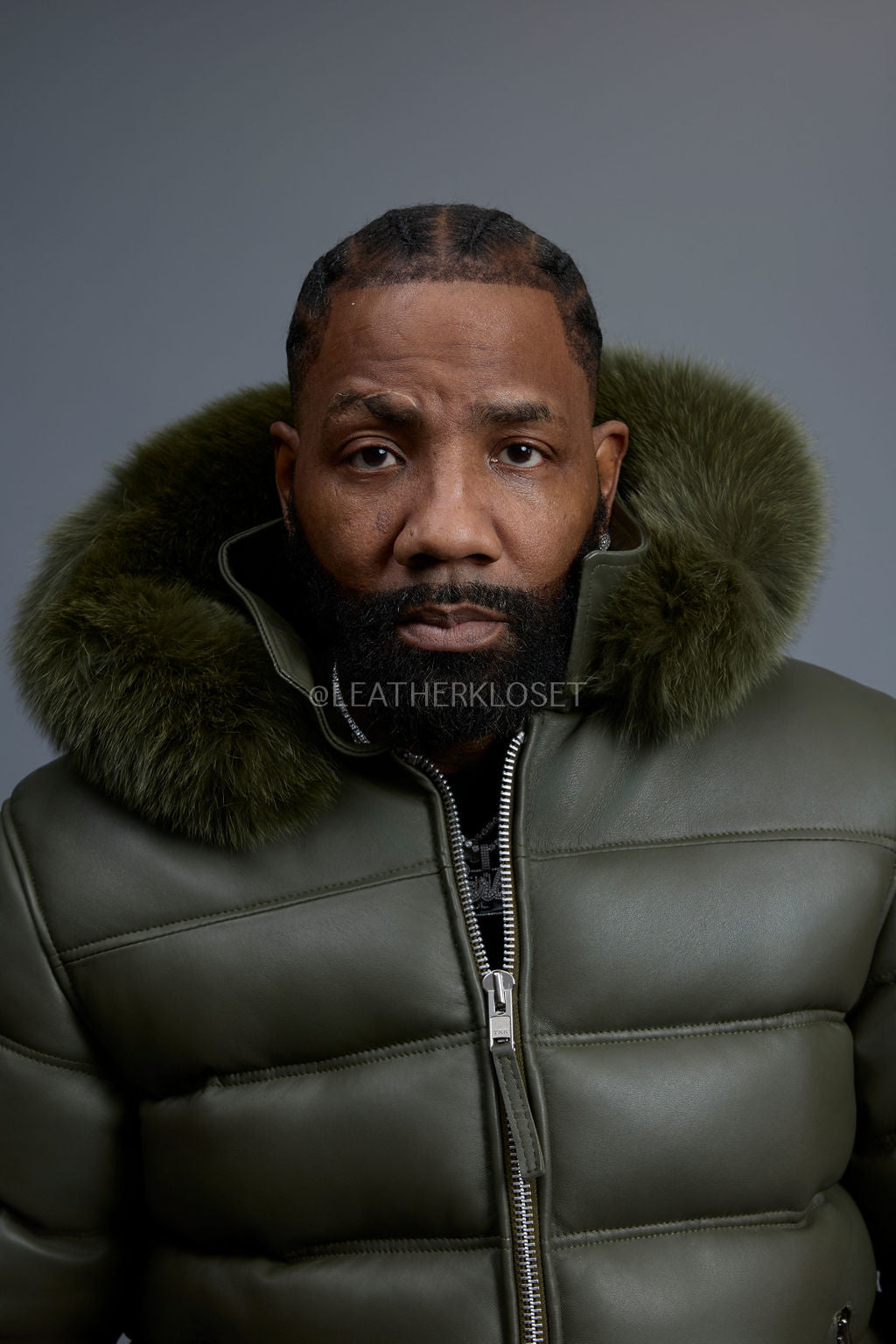 Men’s Aspen Leather Bubble Bomber Jacket [Olive]