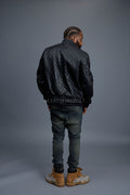 Men's Franklin Quilted Leather Bomber Jacket [Black]