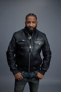 Men's Franklin Quilted Leather Bomber Jacket [Black]