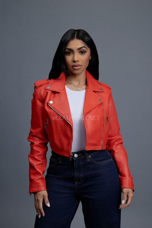 Women's Slim-Fit Classic Crop Biker [Orange]