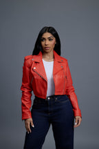 Women's Slim-Fit Classic Crop Biker [Orange]