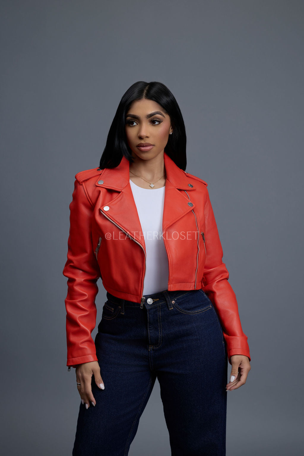 Women's Slim-Fit Classic Crop Biker [Orange]