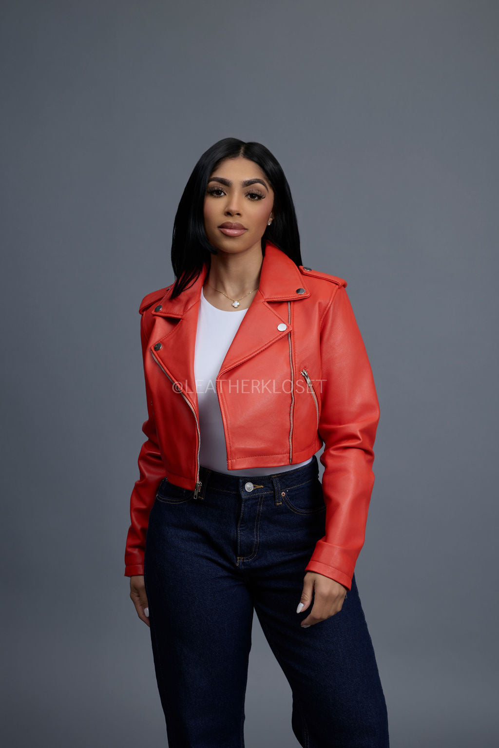 Women's Slim-Fit Classic Crop Biker [Orange]