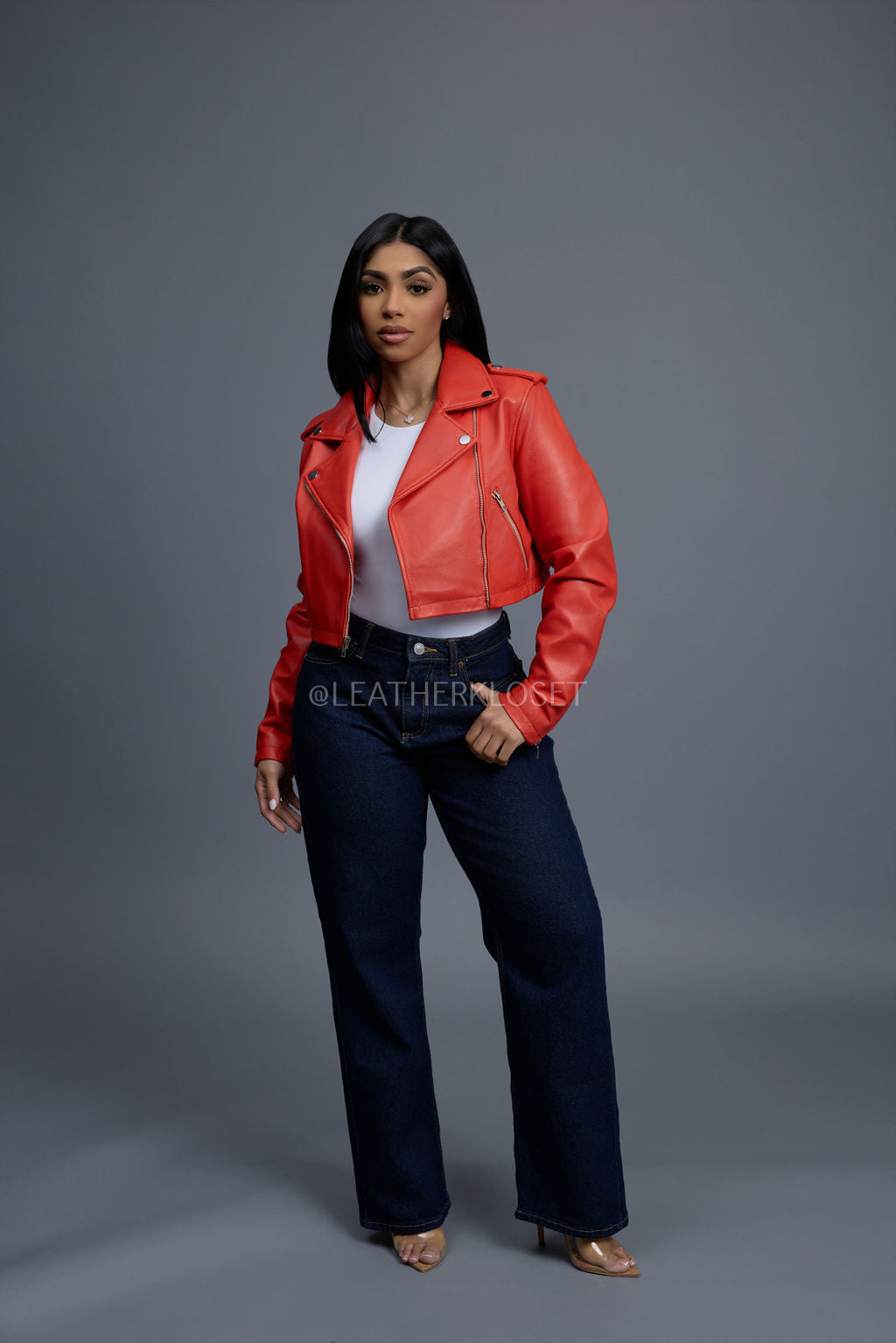Women's Slim-Fit Classic Crop Biker [Orange]