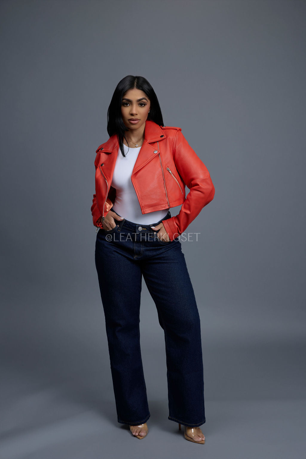 Women's Slim-Fit Classic Crop Biker [Orange]