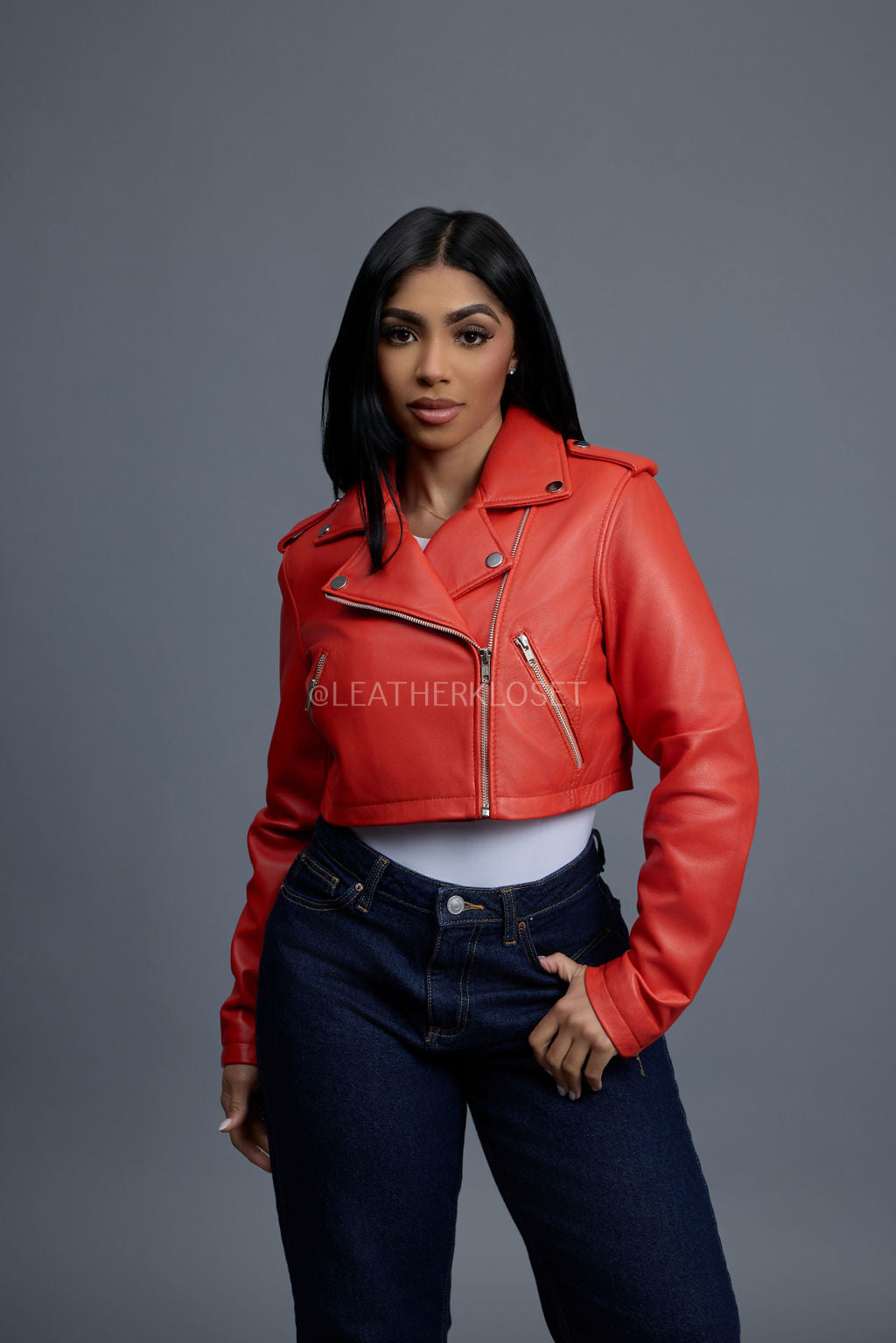 Women's Slim-Fit Classic Crop Biker [Orange]