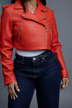 Women's Slim-Fit Classic Crop Biker [Orange]