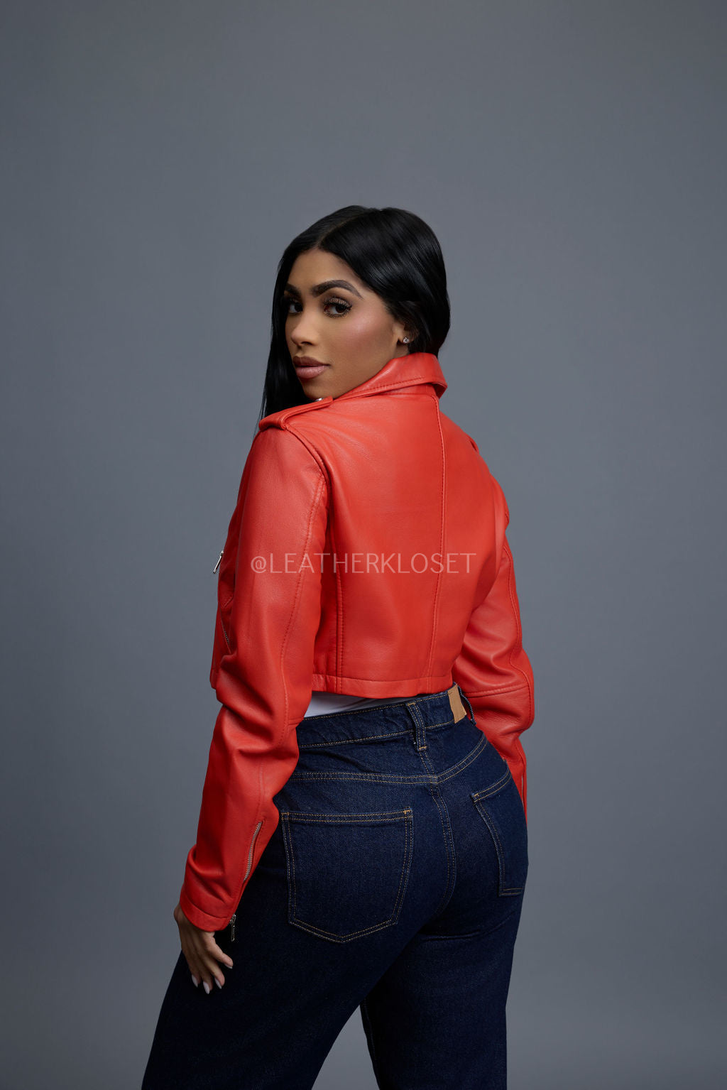 Women's Slim-Fit Classic Crop Biker [Orange]