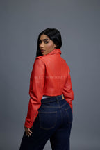 Women's Slim-Fit Classic Crop Biker [Orange]