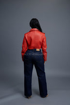 Women's Slim-Fit Classic Crop Biker [Orange]