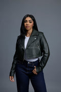 Women's Slim-Fit Classic Crop Biker [Forest Green]