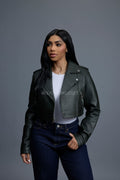 Women's Slim-Fit Classic Crop Biker [Forest Green]