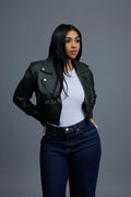 Women's Slim-Fit Classic Crop Biker [Forest Green]