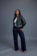 Women's Slim-Fit Classic Crop Biker [Forest Green]