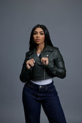 Women's Slim-Fit Classic Crop Biker [Forest Green]