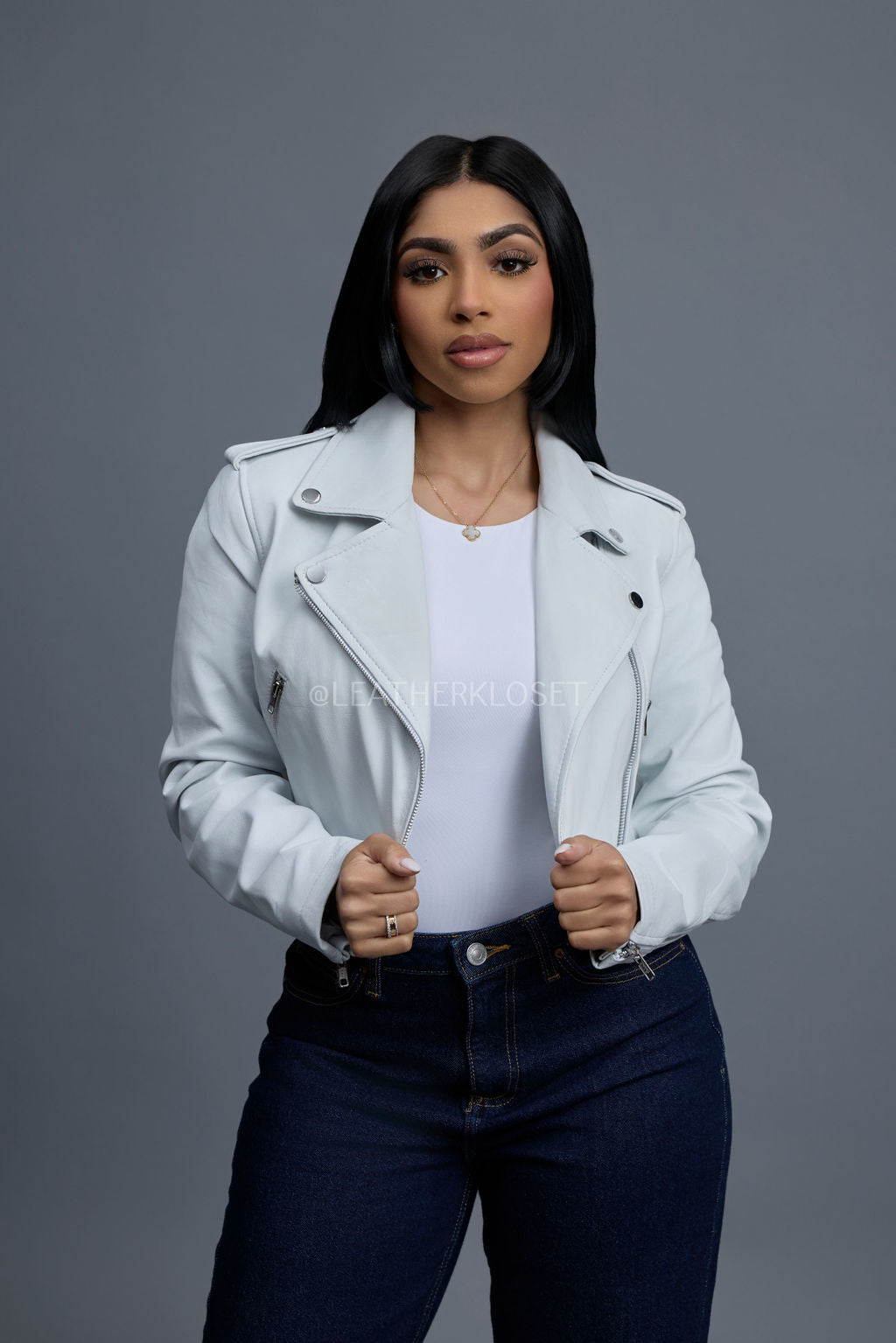 Women's Slim-Fit Classic Crop Biker [White]