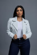 Women's Slim-Fit Classic Crop Biker [White]