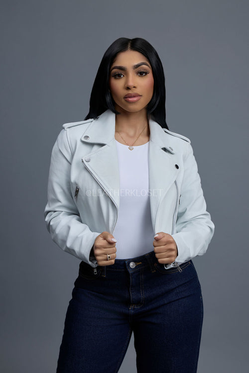Women's Slim-Fit Classic Crop Biker [White]