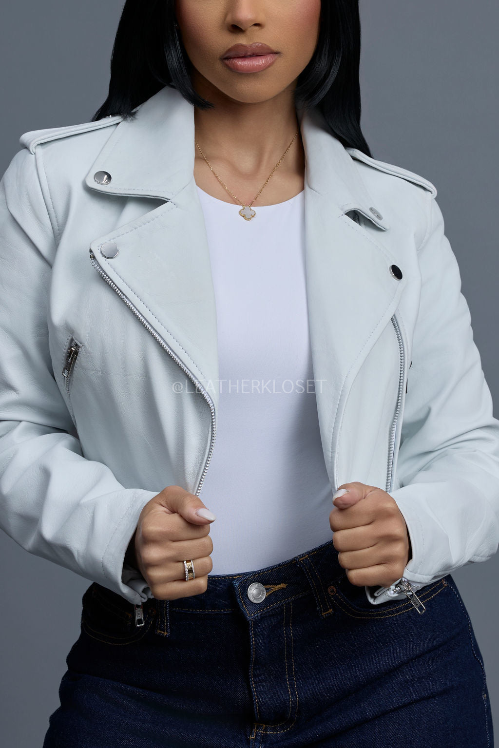 Women's Slim-Fit Classic Crop Biker [White]