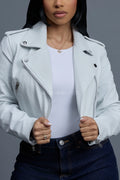 Women's Slim-Fit Classic Crop Biker [White]