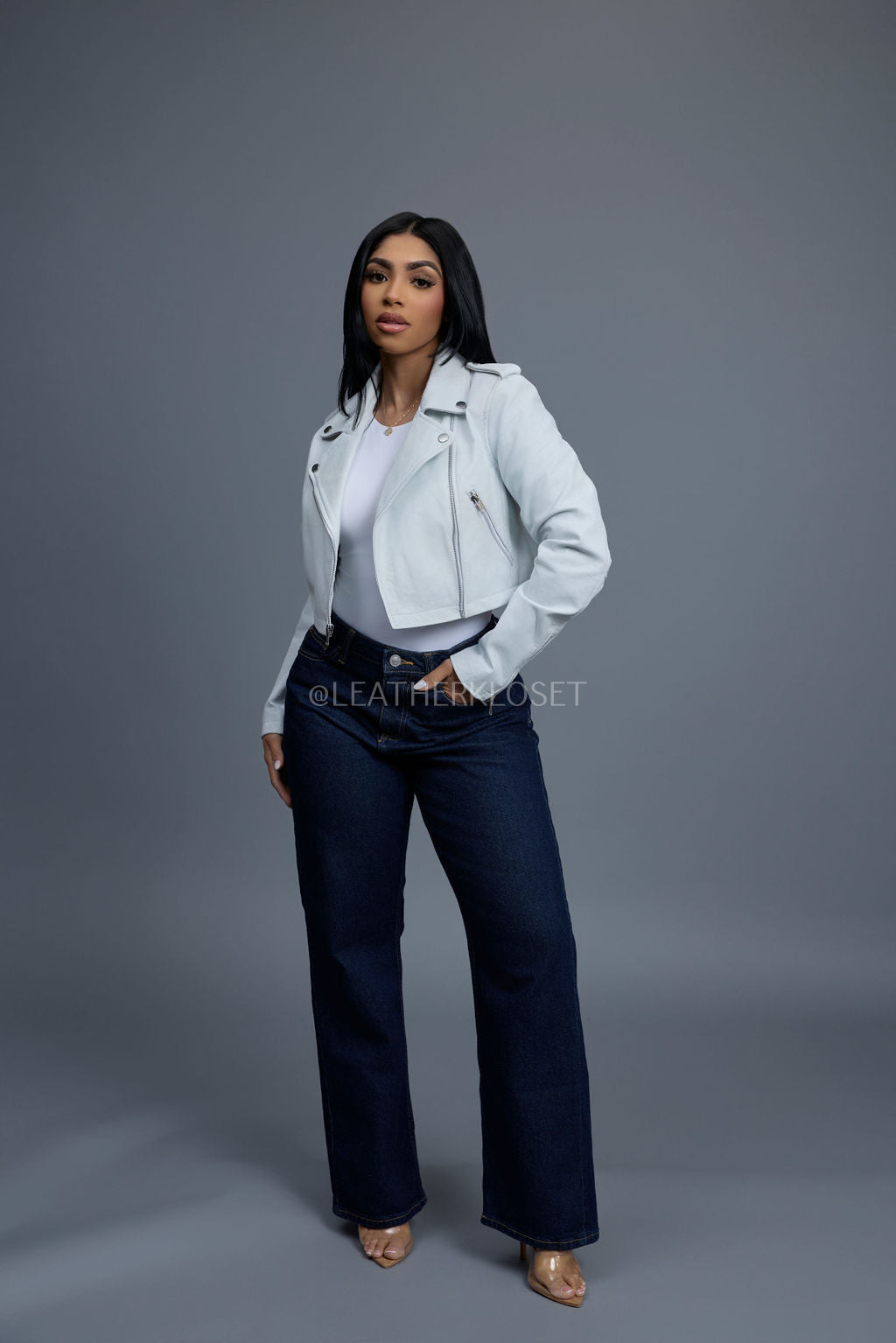 Women's Slim-Fit Classic Crop Biker [White]