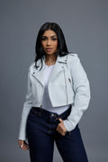 Women's Slim-Fit Classic Crop Biker [White]