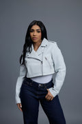 Women's Slim-Fit Classic Crop Biker [White]