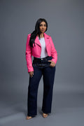 Women's Slim-Fit Classic Crop Biker [Hot Pink]