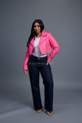 Women's Slim-Fit Classic Crop Biker [Hot Pink]
