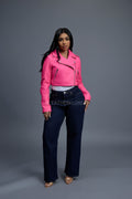 Women's Slim-Fit Classic Crop Biker [Hot Pink]