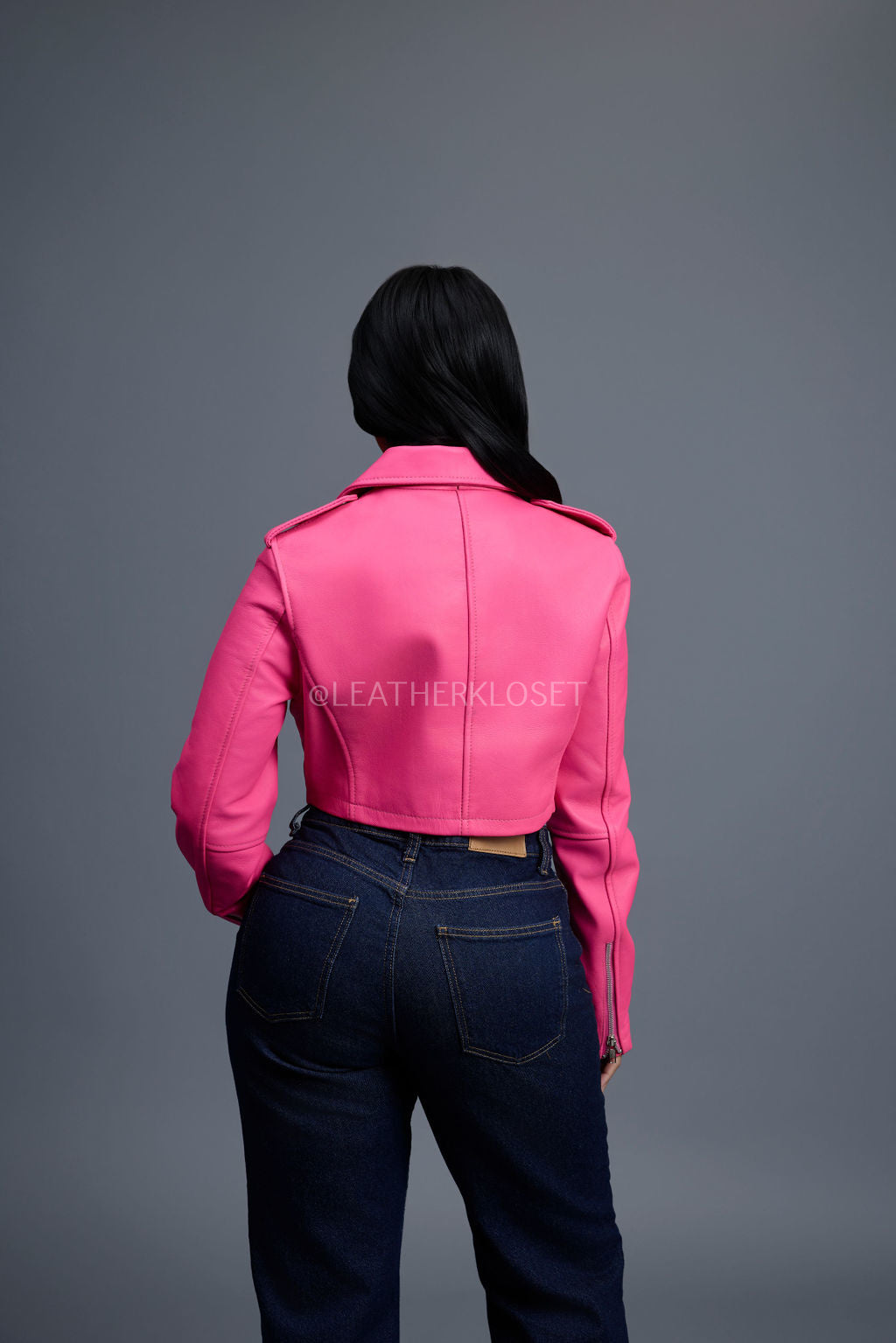 Women's Slim-Fit Classic Crop Biker [Hot Pink]