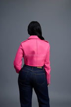 Women's Slim-Fit Classic Crop Biker [Hot Pink]