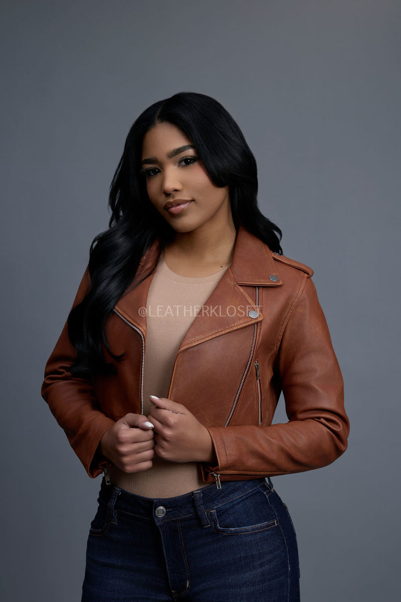 Women's Slim-Fit Classic Crop Biker [Caramel Crunch]